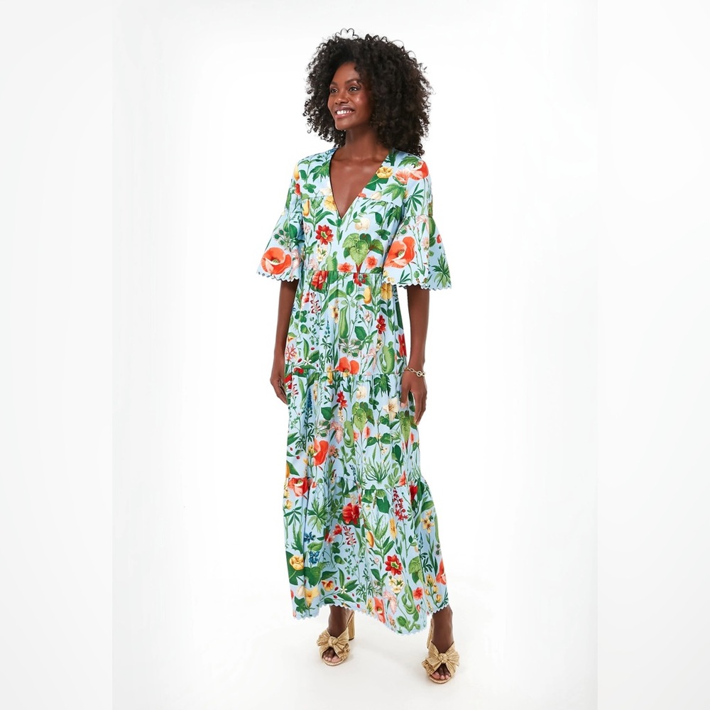 Blue blooming botanical ginger dress XL